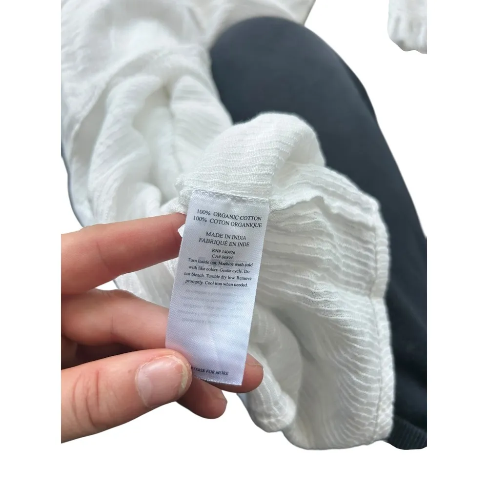 Faherty Willa Pleated Bohemian Organic Cotton Button-down white  Size Medium - Image 8