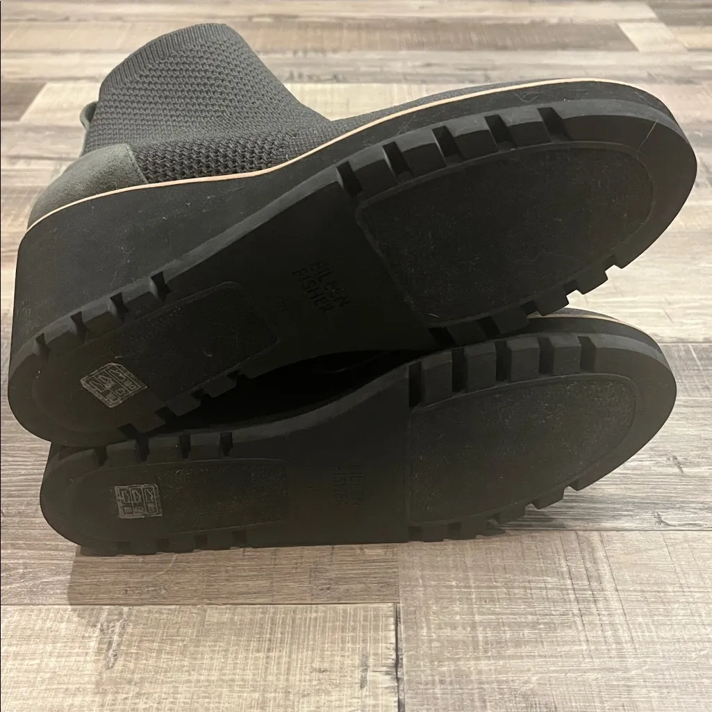 NWOB Eileen Fisher Amos knit wedge ankle boots booties with suede trim 8.5 - Image 6