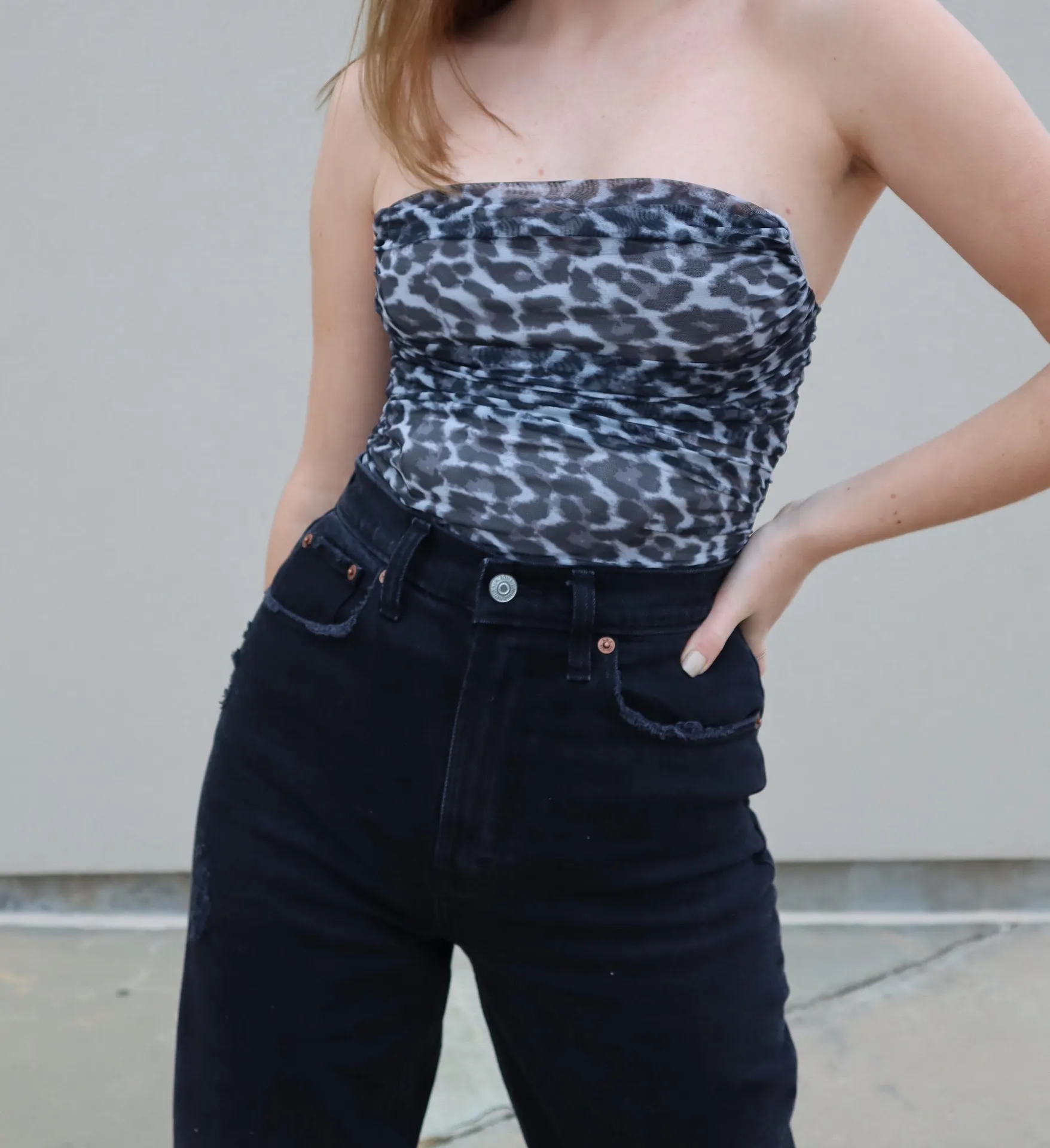 Grey Cheetah Structured Bustier top - Image 2