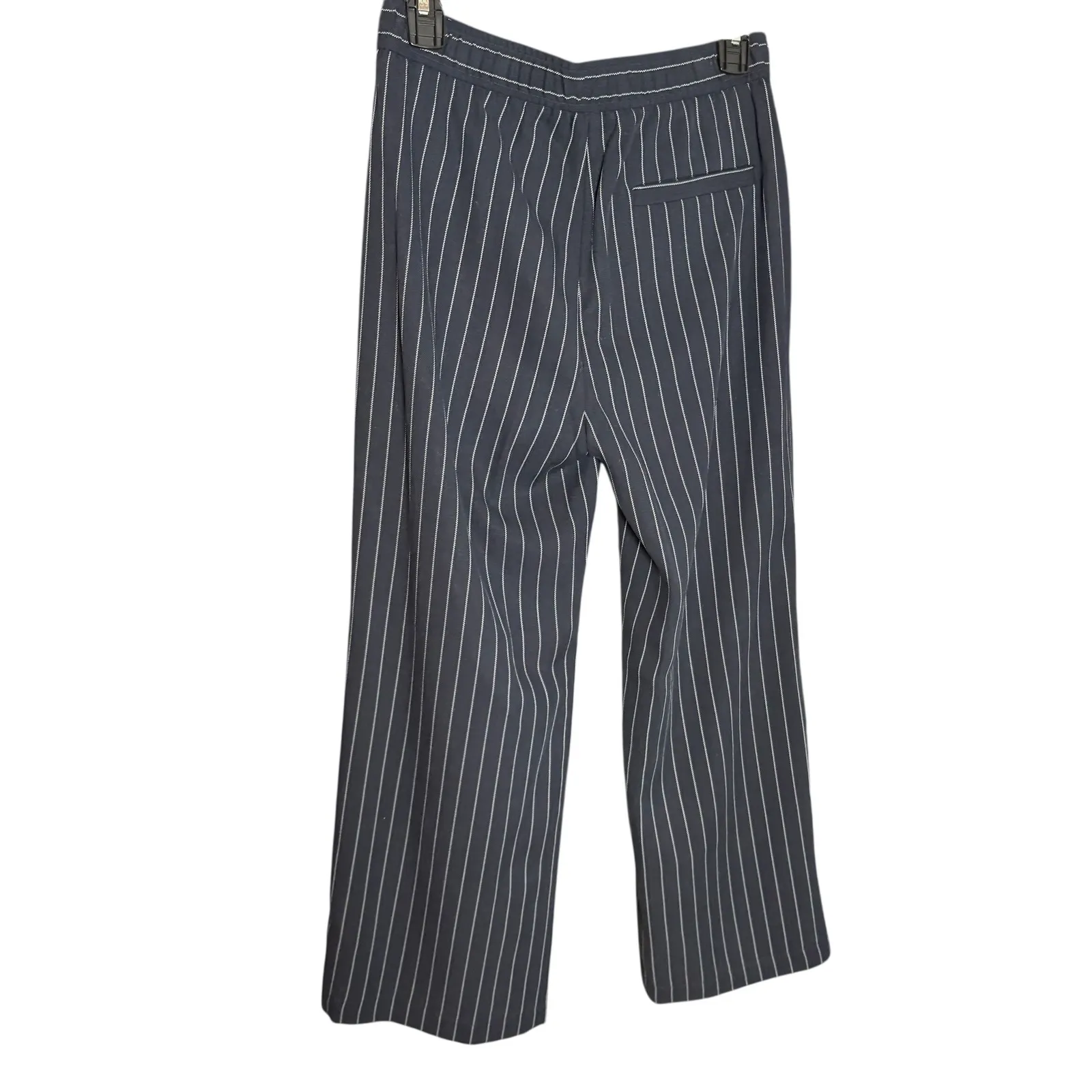 Eileen Fisher Pinstripe Wide Leg Cropped Pants Womens XXS‎ Tencel Navy White - Image 4