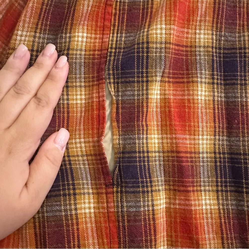 Duluth Trading Flannel Shirt Women's 2XL Plus Copper Plaid Button Up Long Sleeve - Image 5