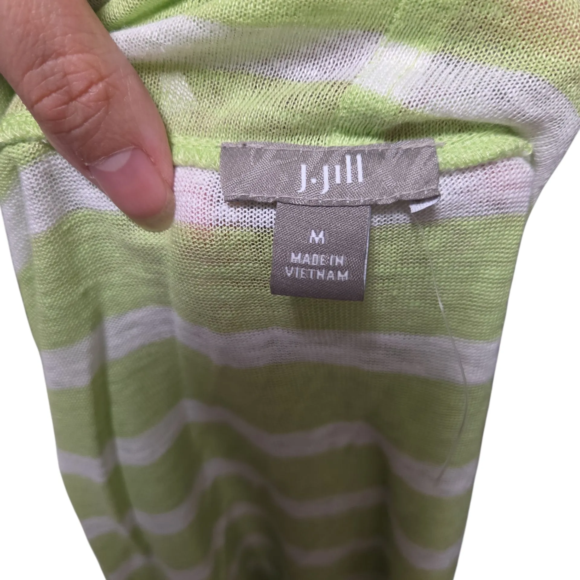 J. Jill Light Green Striped Cardigan Size M - Image 6