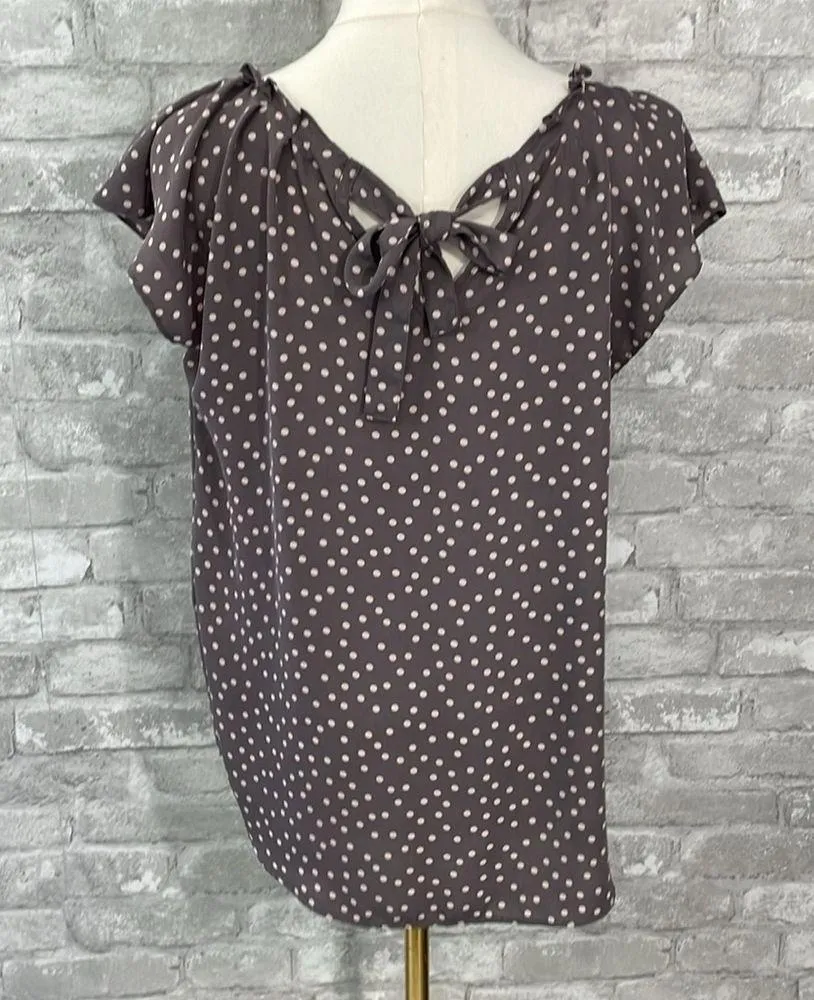 LC Lauren Conrad Gray Puff Sleeve Blouse with Ruffled Cap Sleeves - Image 3