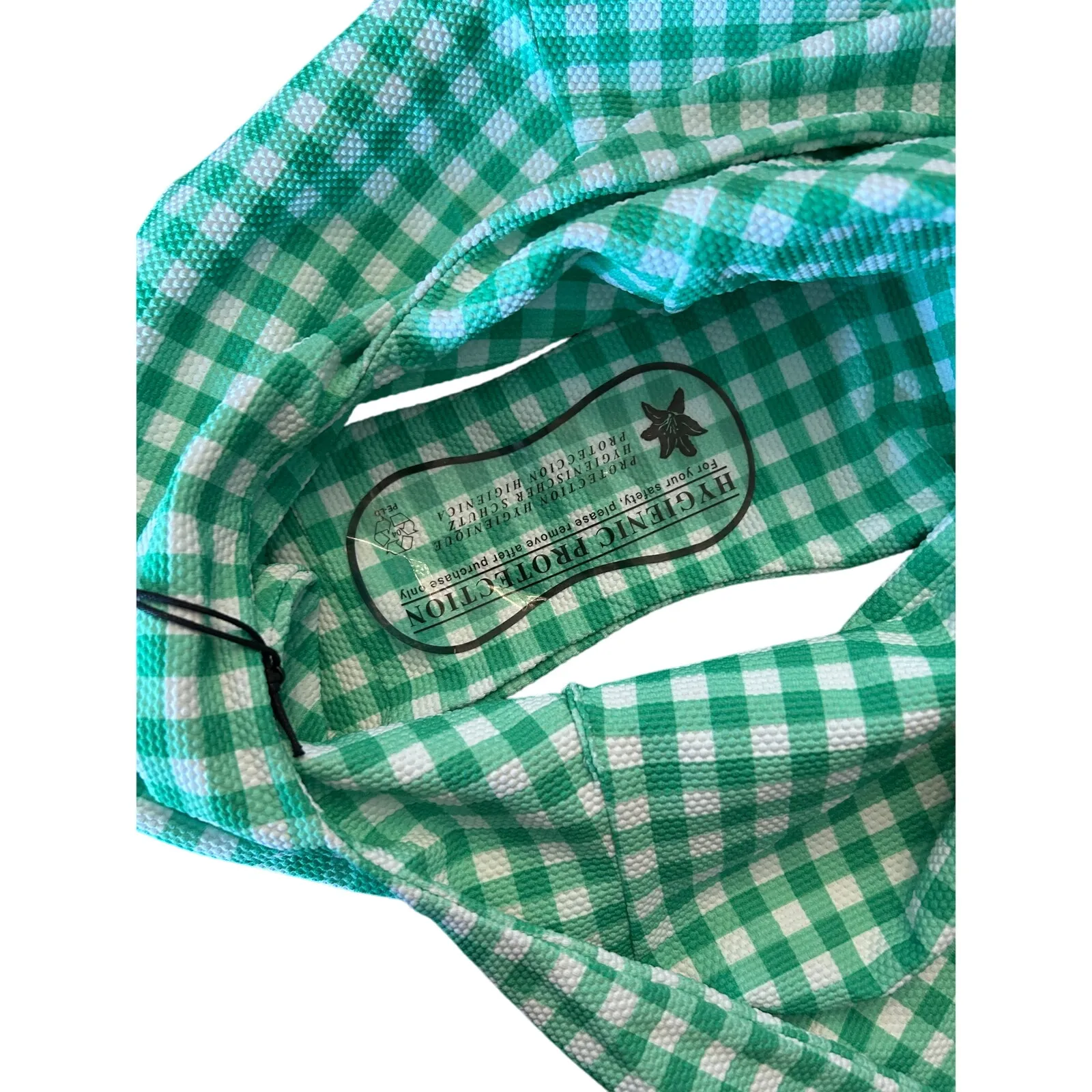 COSSIE + CO Women's Gingham Bathing Suit US 4 Green Poppy One Piece Swim NWT - Image 5