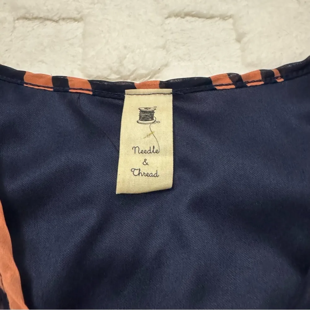 Needle & Thread Francesca’s Coral and Blue Cap Sleeve Ruffle Midi Dress - Image 3