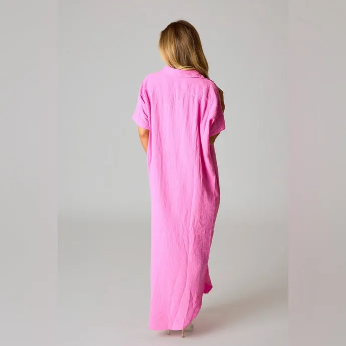 Buddy Love Carmen Cover Up Maxi Dress Size Medium Pink - Image 3