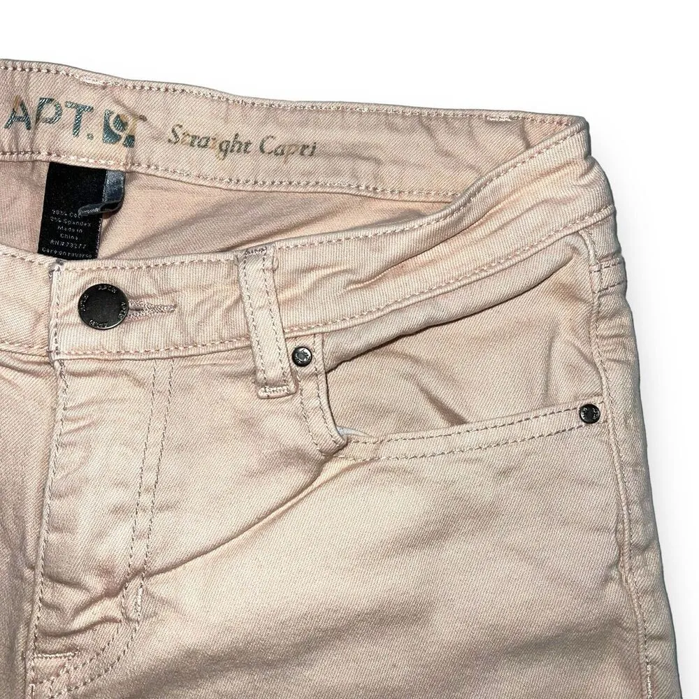 Apt 9 Womens Crop Capri Denim Blue Jeans Straight Leg Stretch Blush Pink Size 8 - Image 4