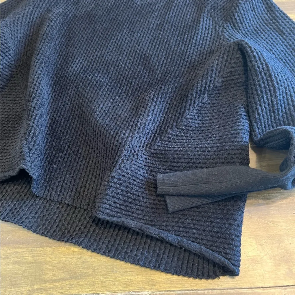 Frame All Black Ribbed Textured Mock Neck Sweater Chenille Boxy Balloon Revolve - Image 5