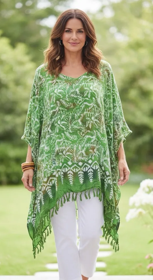 ISLAND BATIKS HAWAII Women’s Tropical Flowy Beach Cover Up Green Size undefined - Image 2