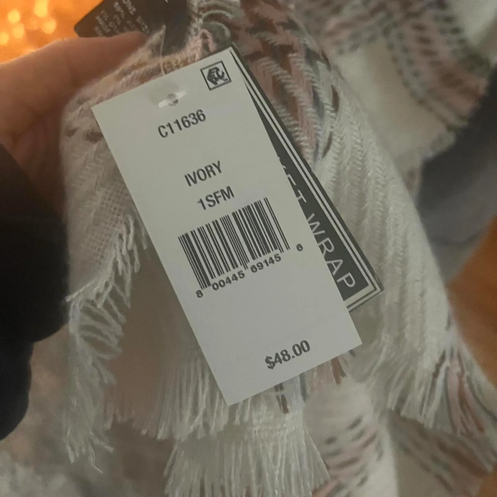 Cejon Heritage Women's Plaid Woven Scarf Wrap Shawl White - Image 4