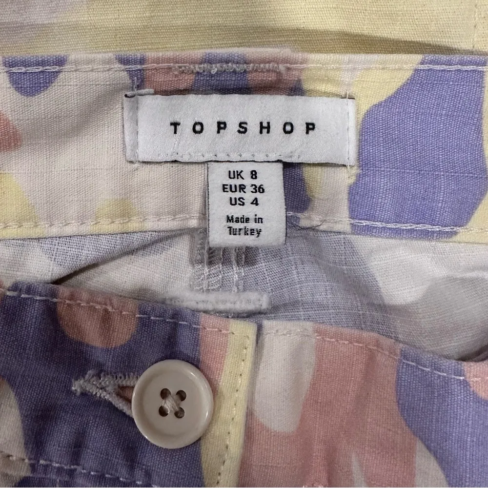 Topshop high rise straight leg utility pants in pastel camo print size 4 - Image 8