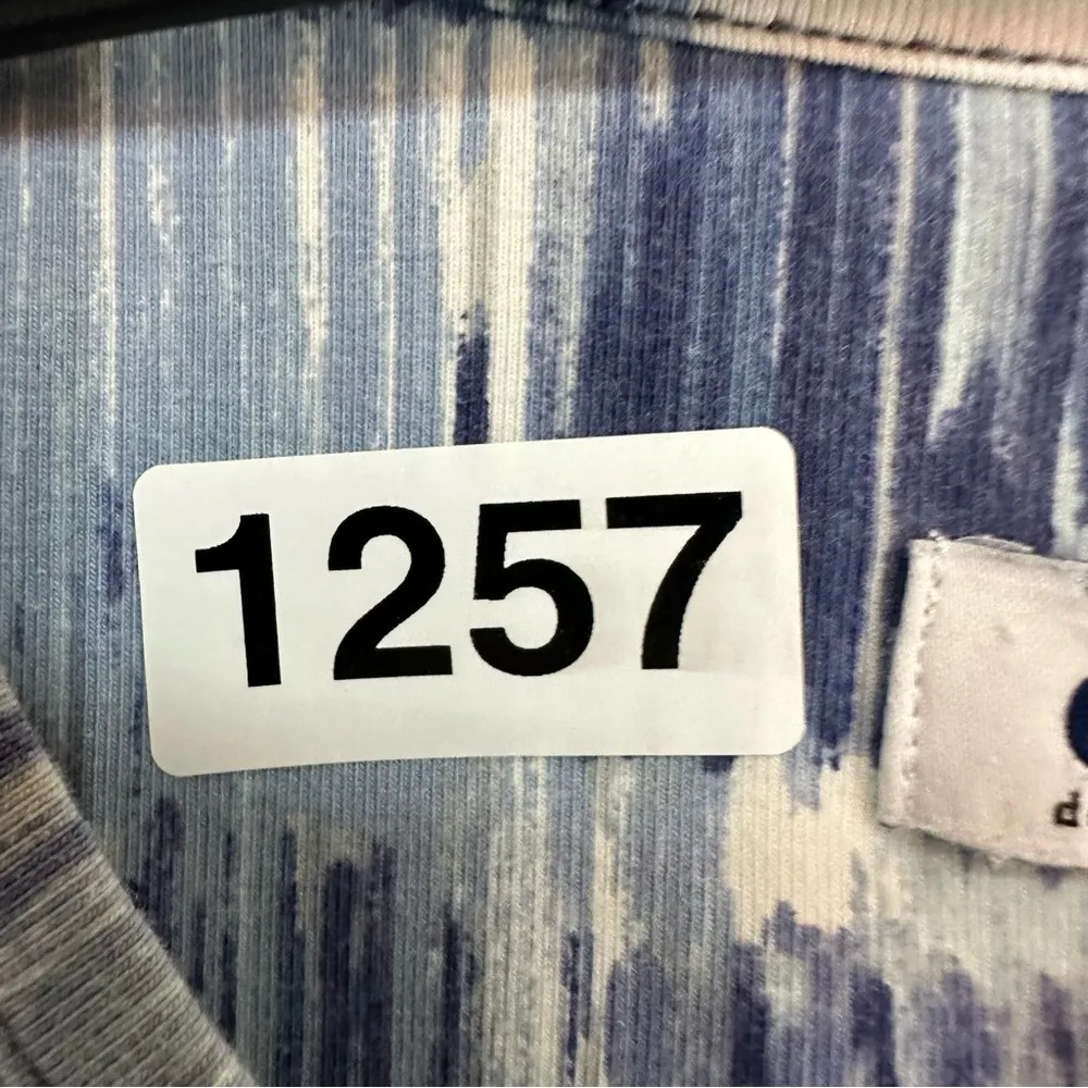 Denim & Co Abstract Print Short Sleeve Blouse Shirt Womens XS Blue - Image 9