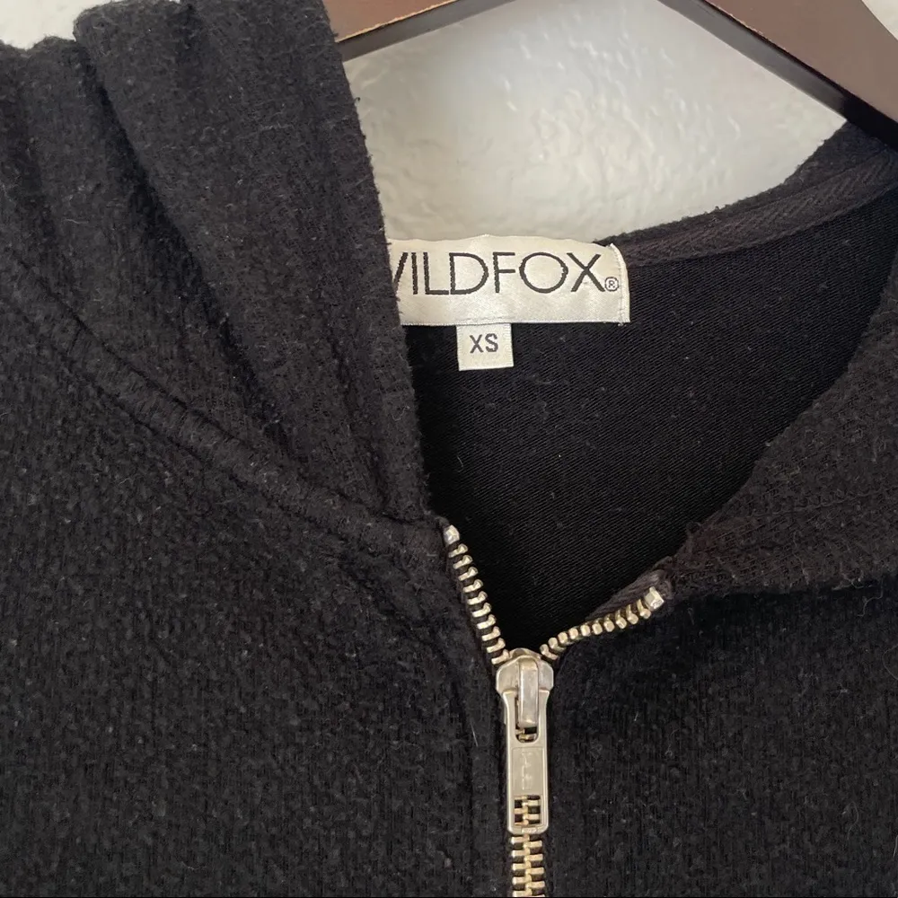 WILDFOX Solid Black Basic Tracksuit Full Zip Hoodie Loungewear XS - Image 6