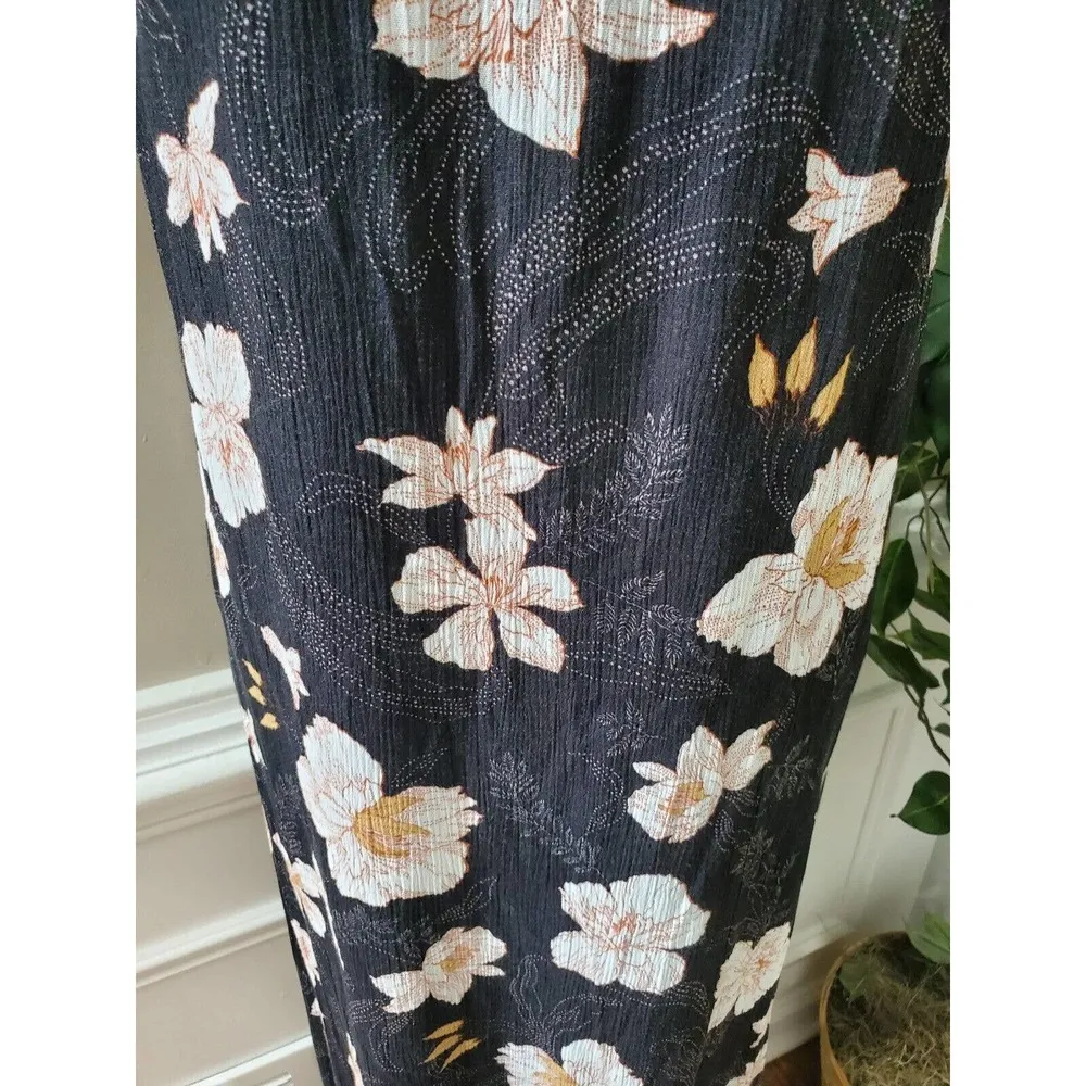 Final Touch Women's Black Floral Polyester Short Sleeve Square Neck Maxi Dress M - Image 3