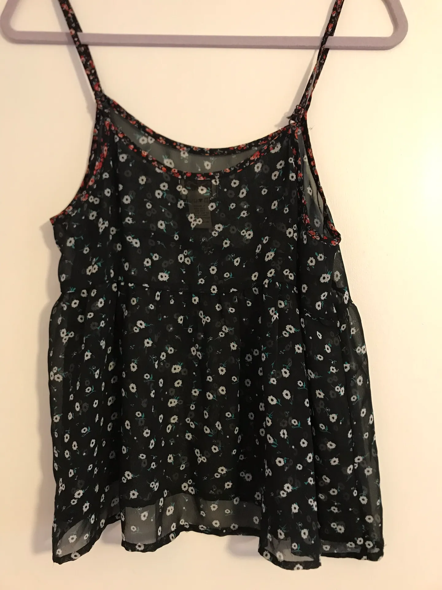 Black Sheer Flowy Tank Top - Image 2