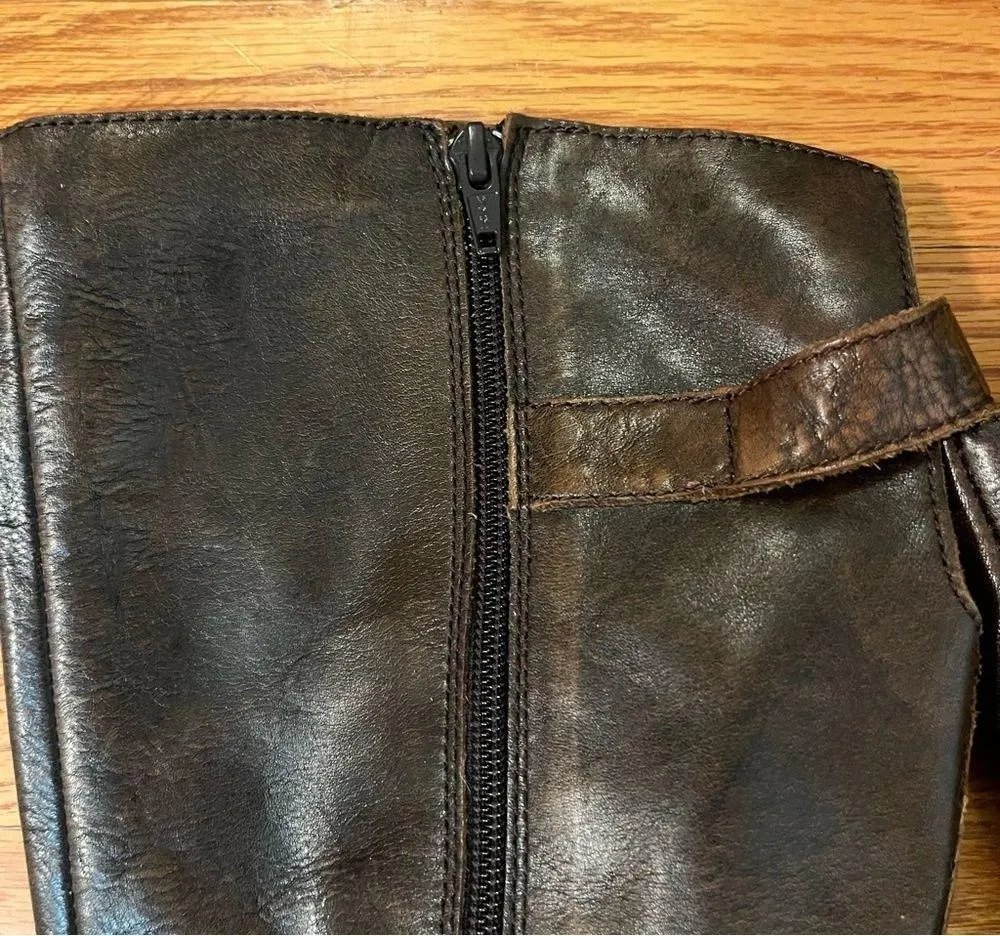 Born Lottie Brown Leather Side Zip Tall Riding Boots Shoes D07716 Womens 8 - Image 5