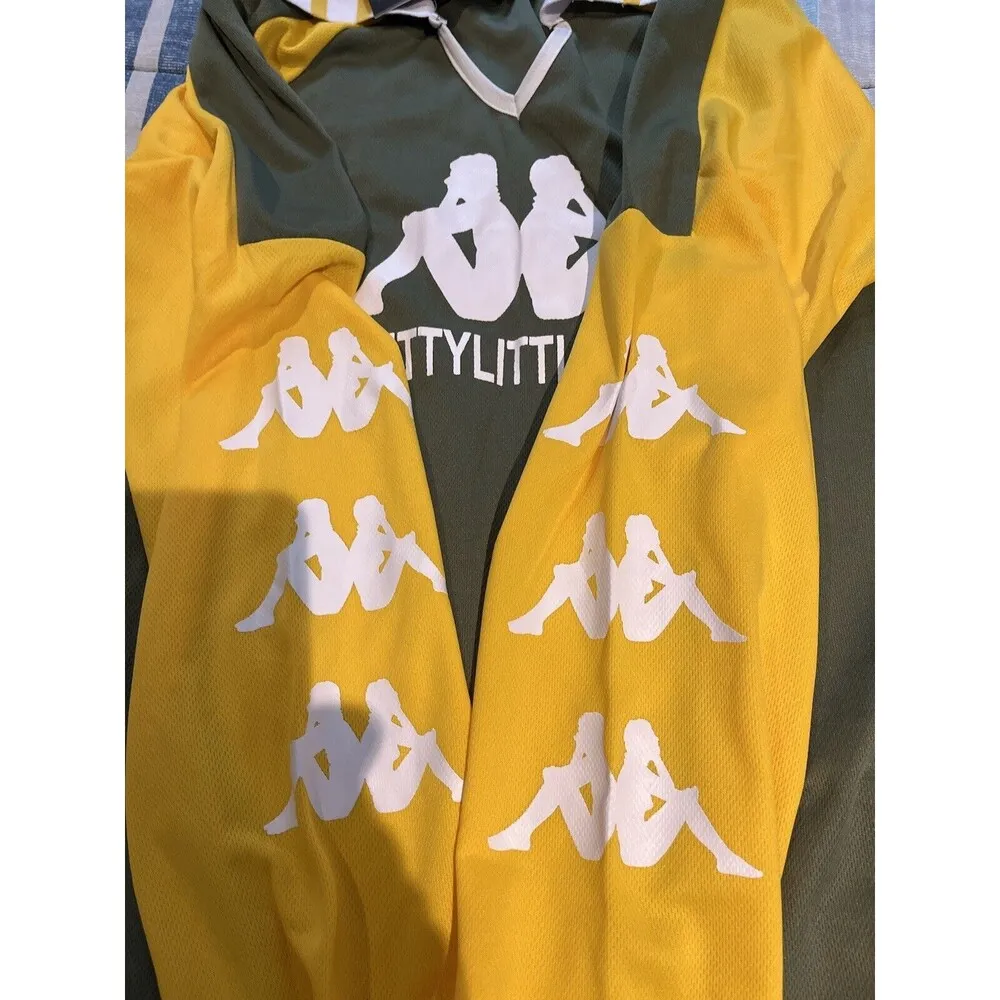 Pretty Little Thing women's UK 6 US 2 long sleeve collard khaki varsity t shirt - Image 9