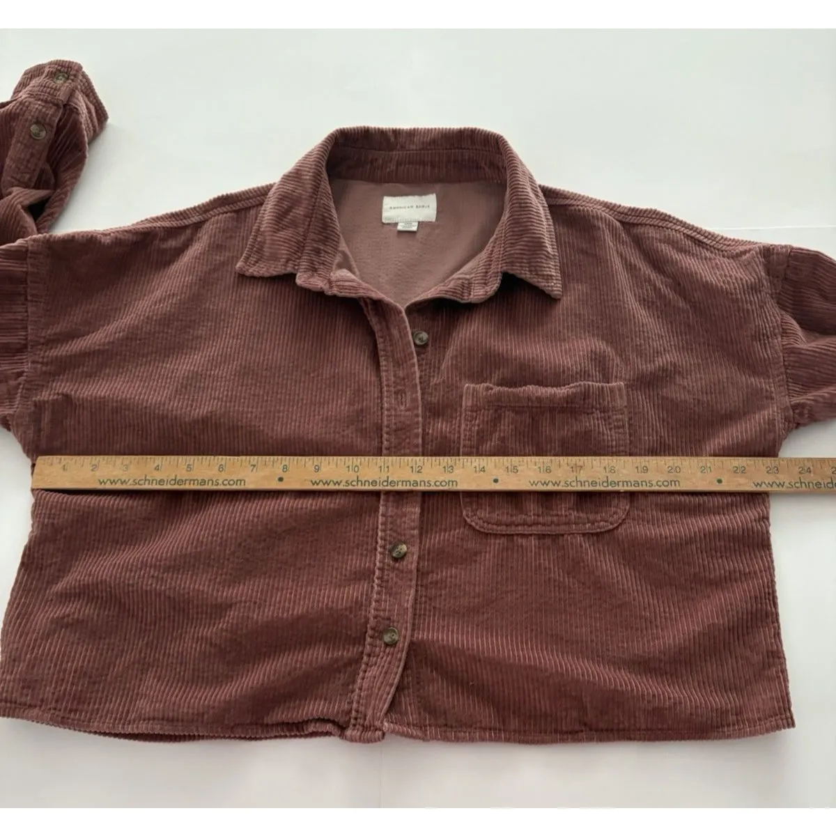 American Eagle Cropped Corduroy Shacket Shirt Jacket Boxy Oversized Size S - Image 8