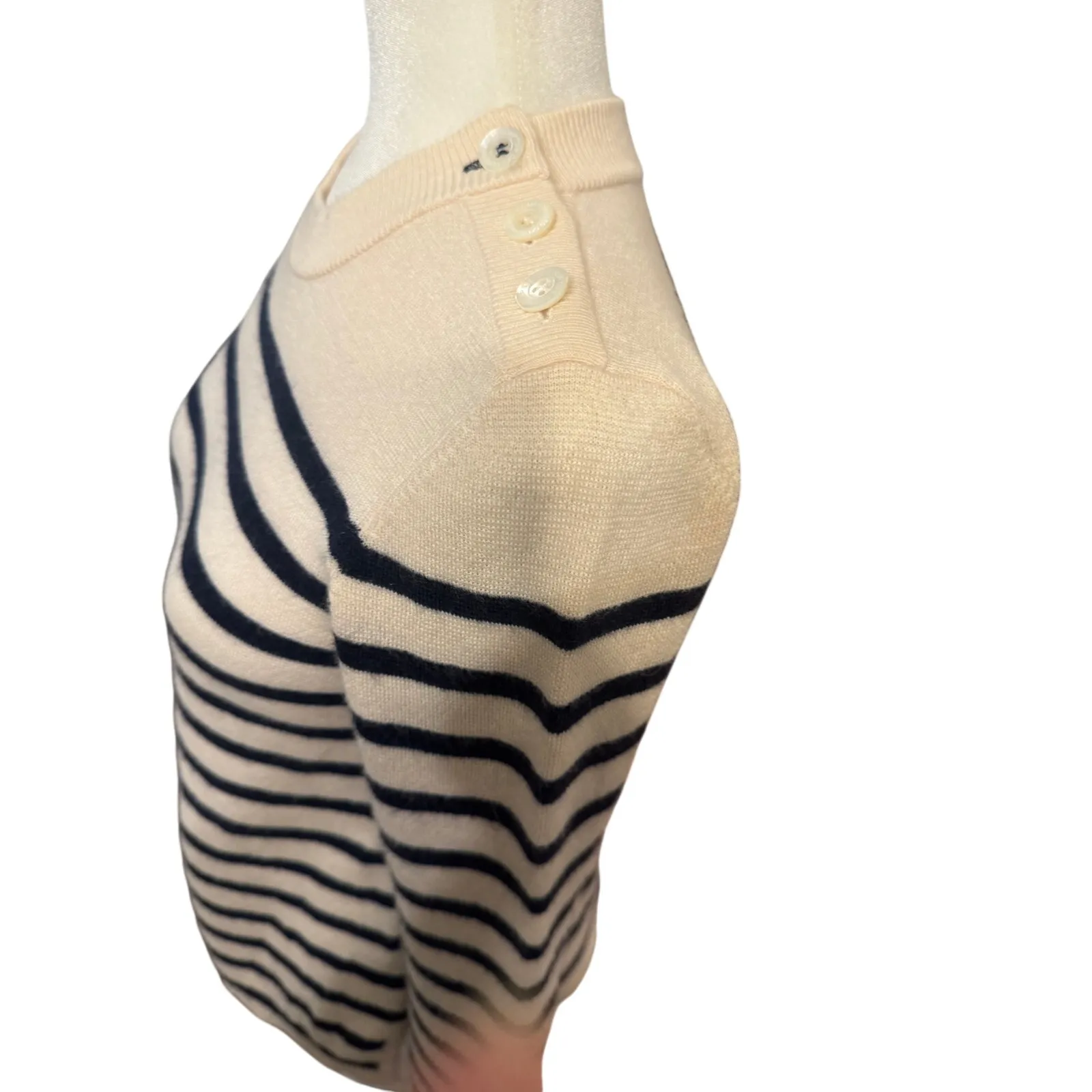 Comptoir des Cotonniers Maddy Striped Merino Wool Sweater Breton Nautical (XS) Blue - Image 4