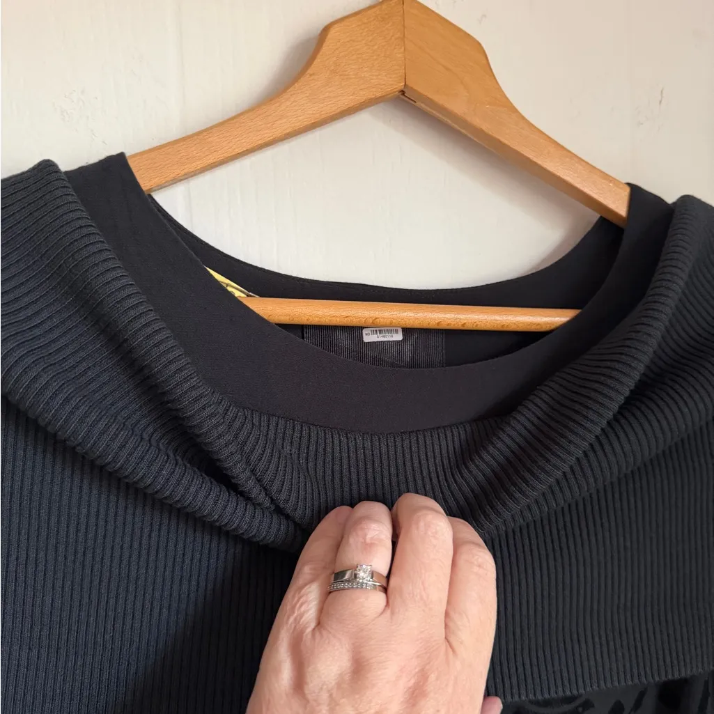 Bitte Kai Rand Gray Black Velvet Geometric Tunic Cowl Neck Sz 38 Lagenlook Art - Image 7