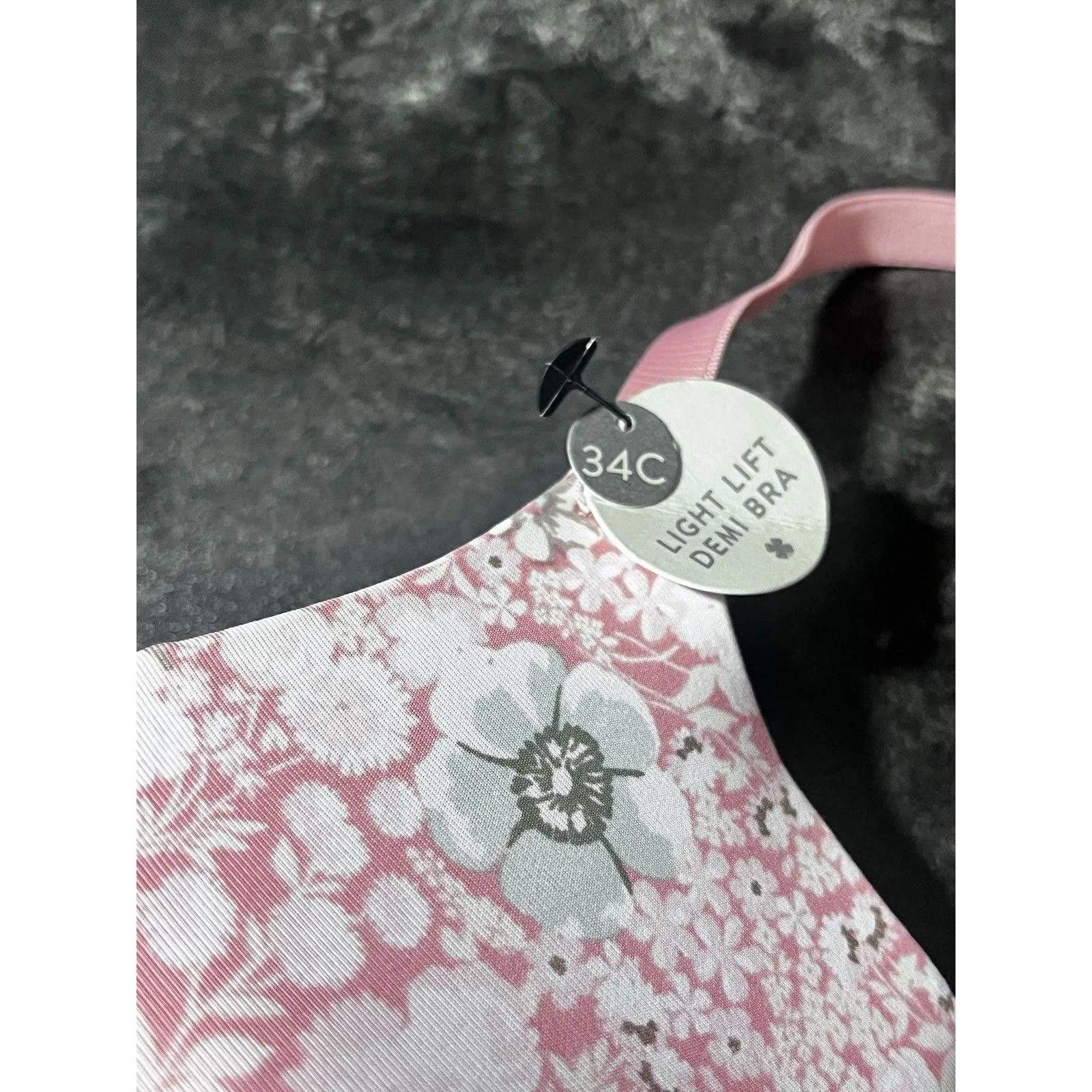 Lucky Brand Sz. 34C Light Lift Demi Bra Floral Pink Lightly Padded - Image 2