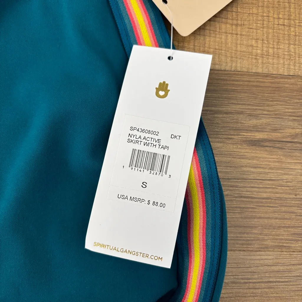 Spiritual Gangster Nyla Active Skirt Skort w/ Taping Dark Turquoise NWT - Image 10