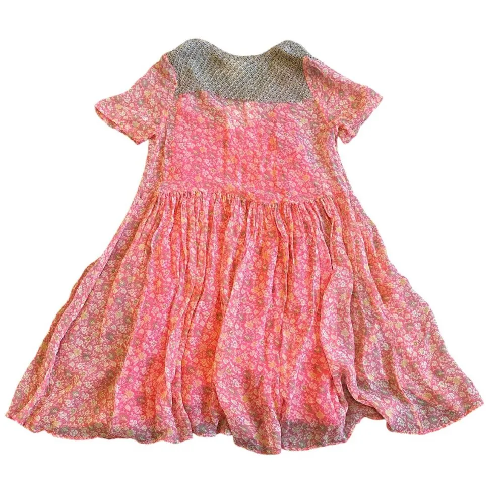 Maeve Anthropologie Coral Print Mini Dress Sheer w/ Liner Floral Size 4 Women's - Image 7