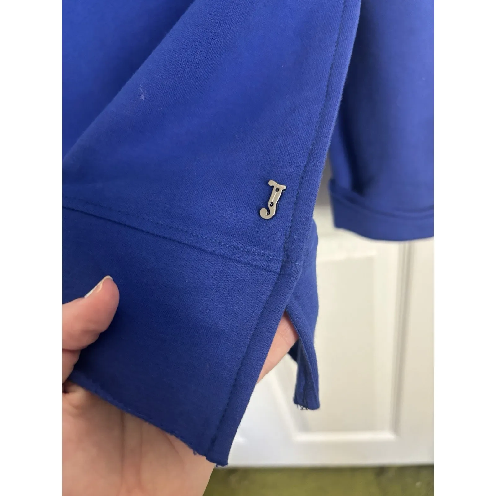 Jijil Royal Blue Distressed Studded Pullover Oversized Medium Grunge Abstract - Image 9