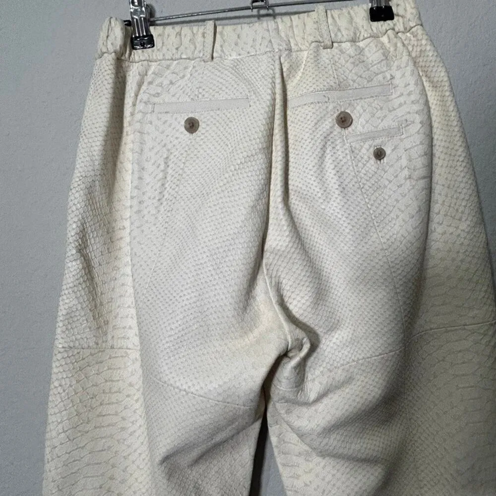 Yigal Azrouël 100% Lamb Leather Croc Embossed Pants Luxury Winter White Size 4 - Image 14