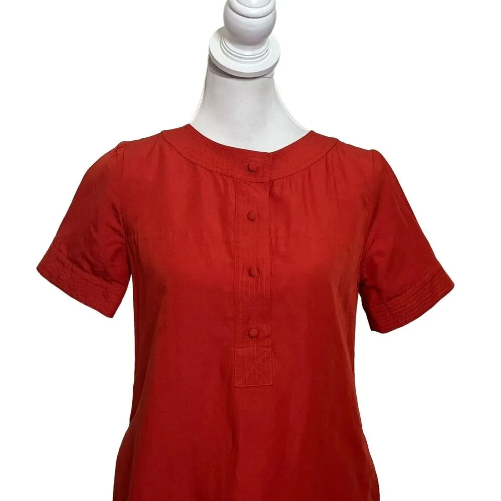 A.P.C. Short Sleeve Mini Dress Shift Red Orange Linen Cotton Size EU 38 US M Size M - Image 2