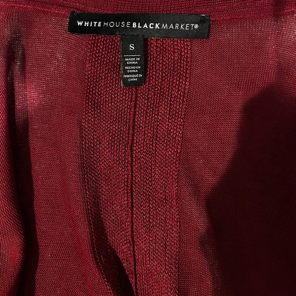WHBM Rich Burgundy Women’s Sweater Cardigan Size Small Open Front Maroon - Image 4