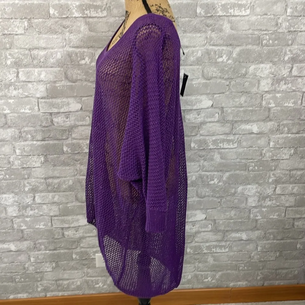 Ashley Stewart Purple Mesh Sweater - Image 2