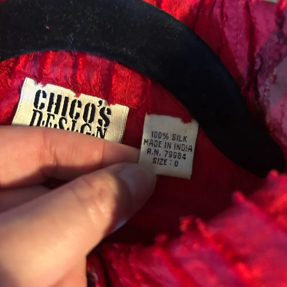 Vintage Chico’s Design Red Tied Button-Down Jacket | Size 0 (Small) - Image 8