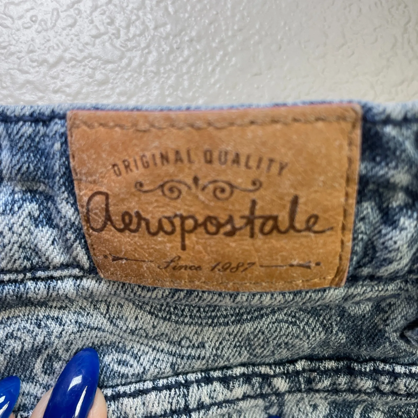 Aeropostale Paisley Print Denim Jean Mini Shorts Size 5 / 6 Blue - Image 6