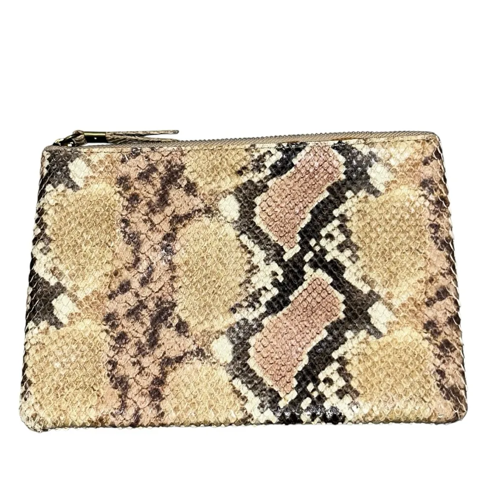 NEW Madewell The Leather Pouch Snake Embossed Edition Clutch Bag Purse A0473 - Image 3