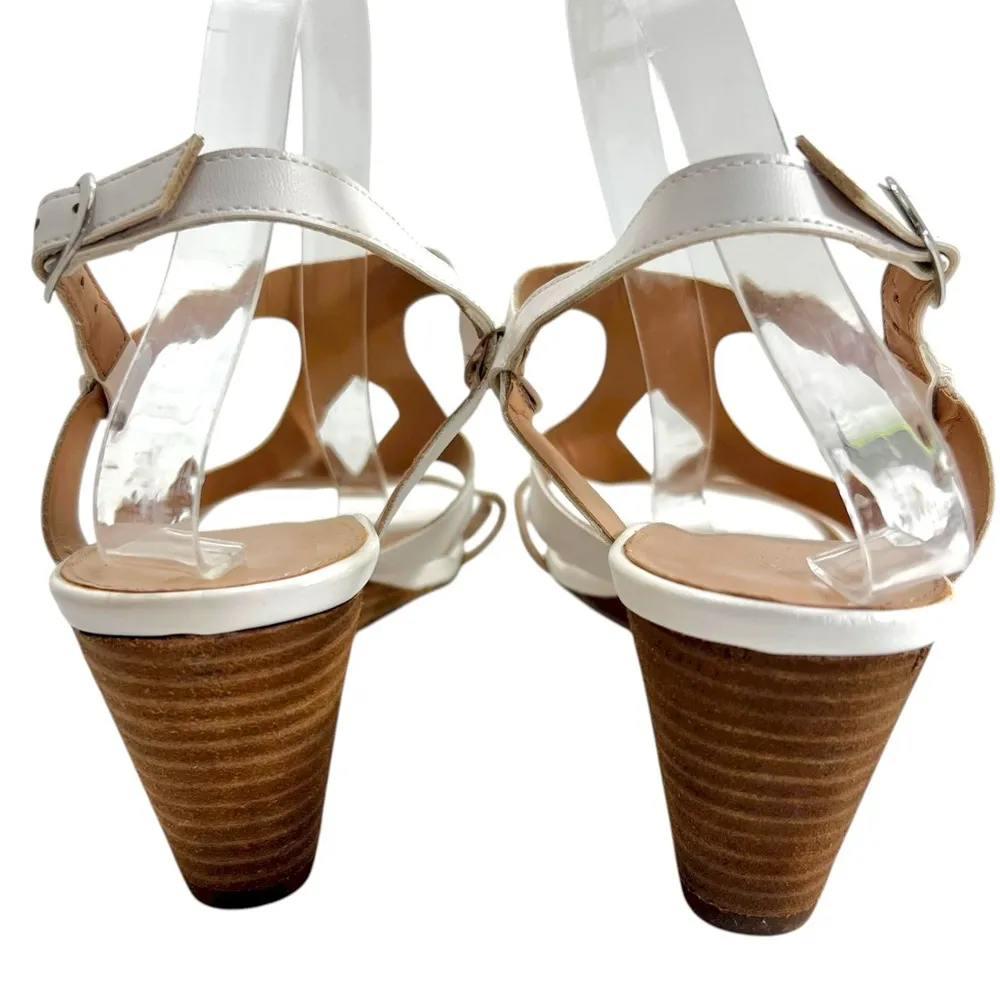 Pesaro “Gina” White Strappy Wedge Sandals White Size 11 - Image 9
