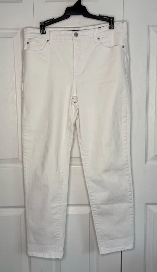 Gloria Vanderbilt White Boyfriend Jeans size 10 Cotton/spandex cotton spandex - Image 1