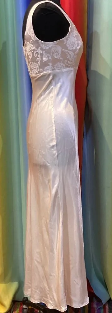 Vtg 90s Rampage bias cut satin damask prom maxi slip dress mermaid gown wedding - Image 2