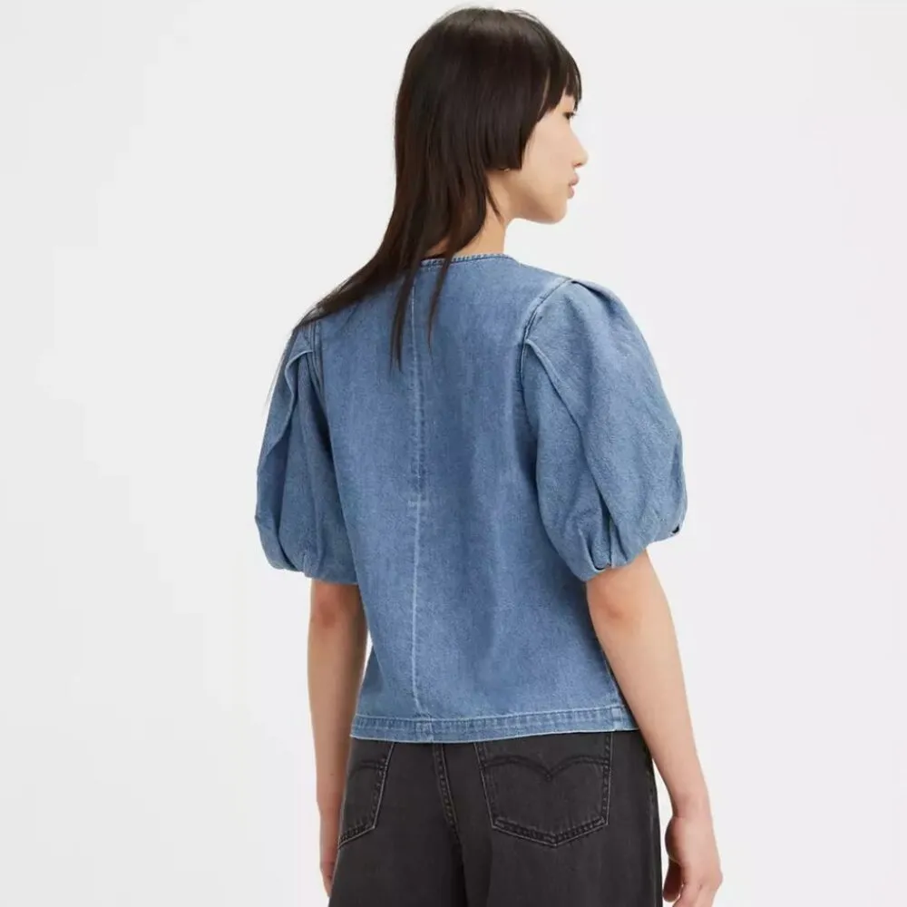 NWT LEVI'S Zaida Sculptural Blouse Denim Oversize Small - Image 3