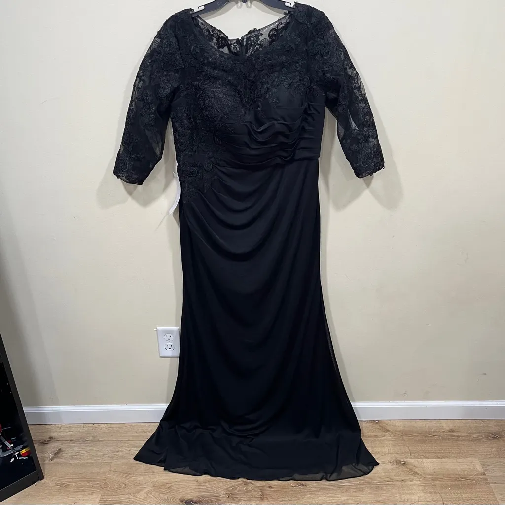 NWT Azazie Fatemah Stretch Black Mermaid Scoop Lace Lace Dress size 14 - Image 6