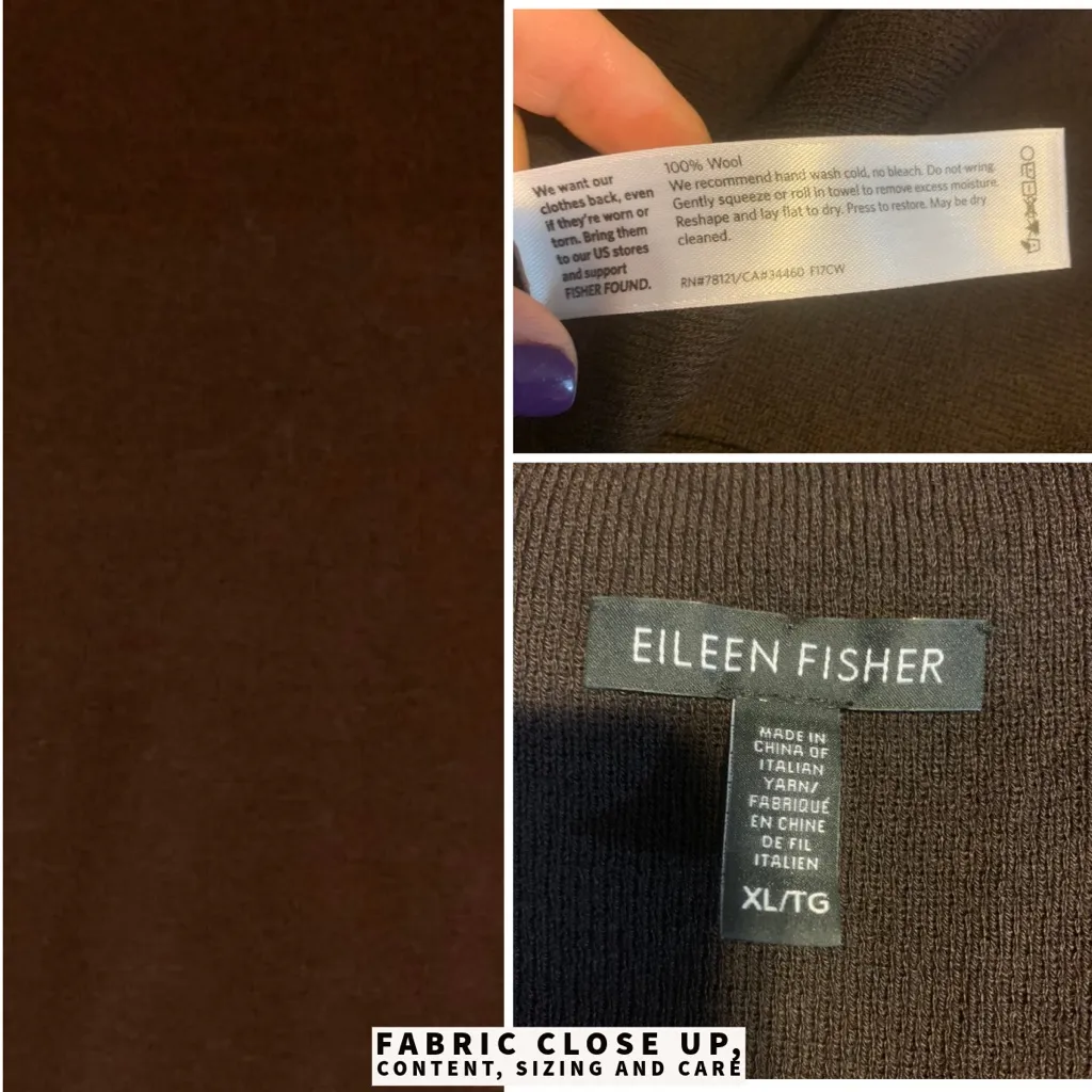 EILEEN FISHER DARK BROWN WOOL SWEATER KNIT SHIFT DRESS (XL) - Image 11