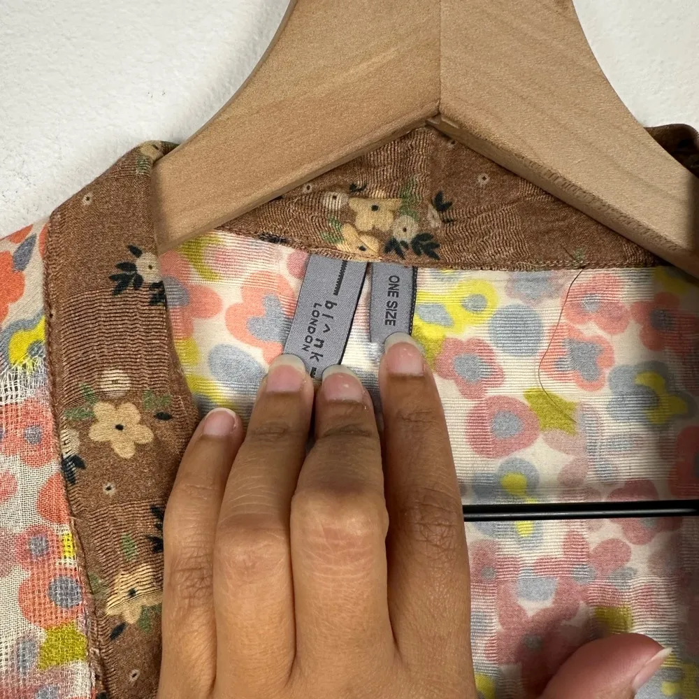 Anthropologie Bl^nk London Sheer Floral Boho Artsy Kimono Size OS - Image 7