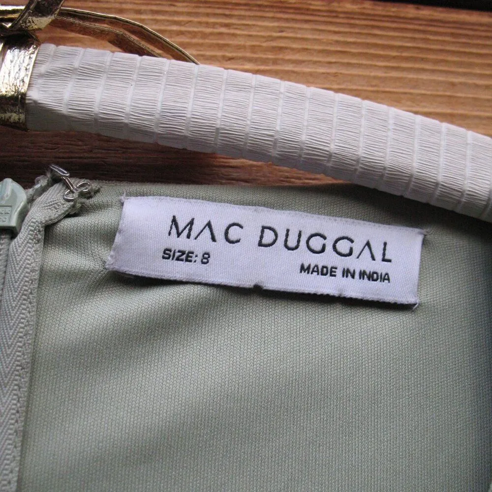 Mac Duggal Green Multicolor Embroidered V Neck Cap Sleeve Midi Dress 35104 - Image 14