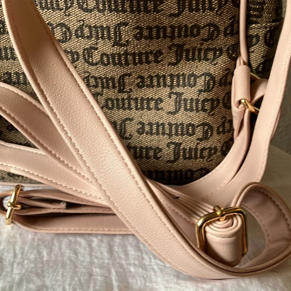 Juicy Couture Brown & Light Pink Backpack- extra pouch- Gold Tone - Image 7
