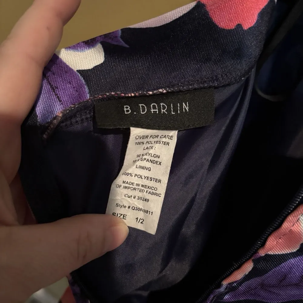 B. Darlin Junior Girl's Navy Blue Floral Bouffant Semi Formal Dress‎ Size 1/2 - Image 4