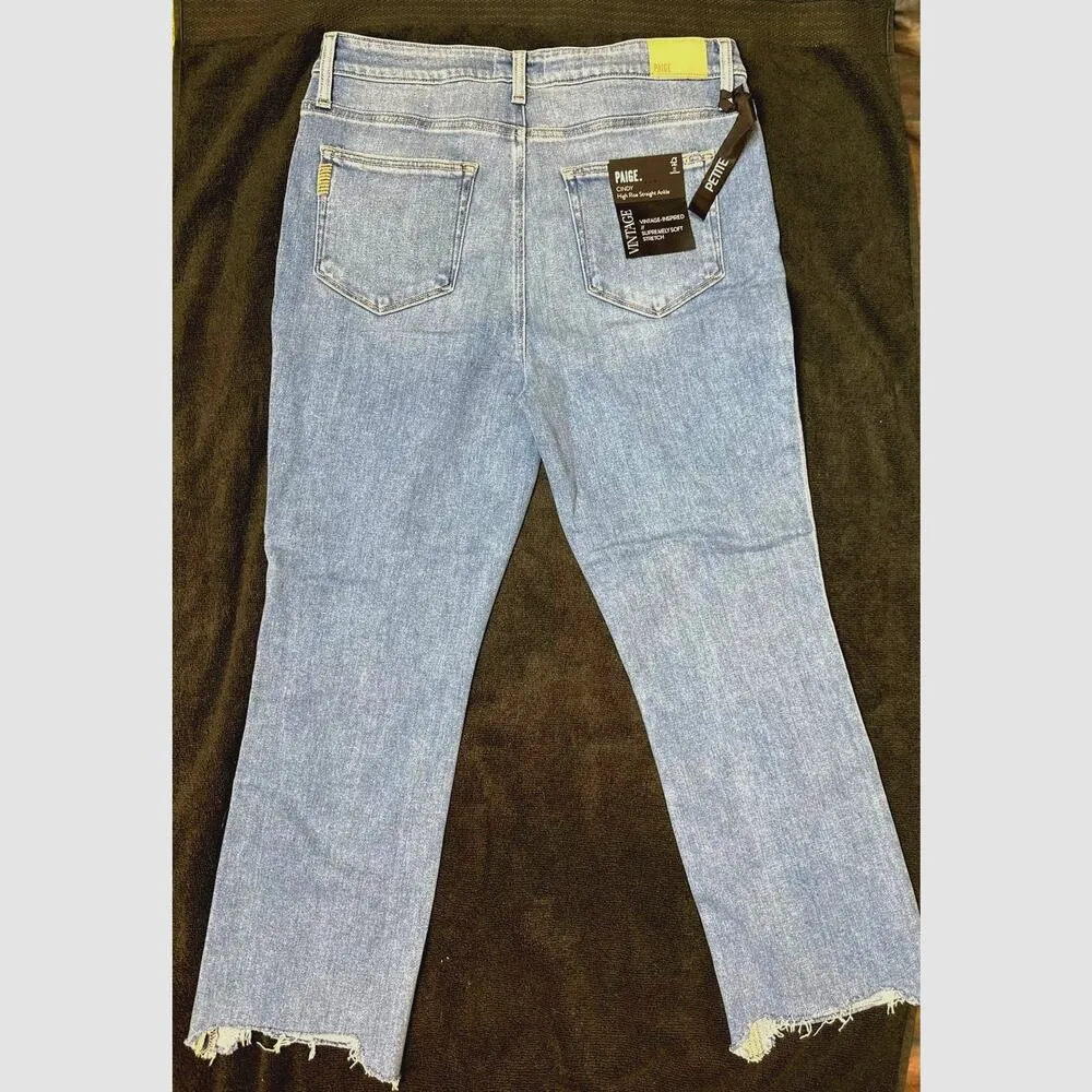 Paige Cindy Raw Hem High Waist Ankle Straight Leg Jeans 32 - Image 13