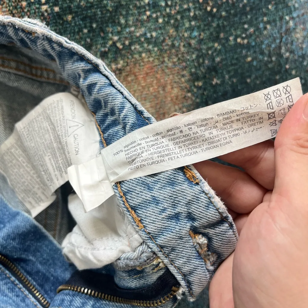 ZARA Vintage 90s Mom Jeans High Rise Distressed Women’s 2 Blue Medium Wash Denim - Image 15