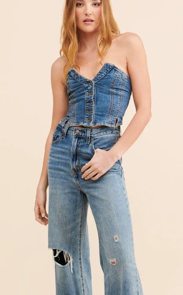 Free People Miray Denim Tube Top - Image 8