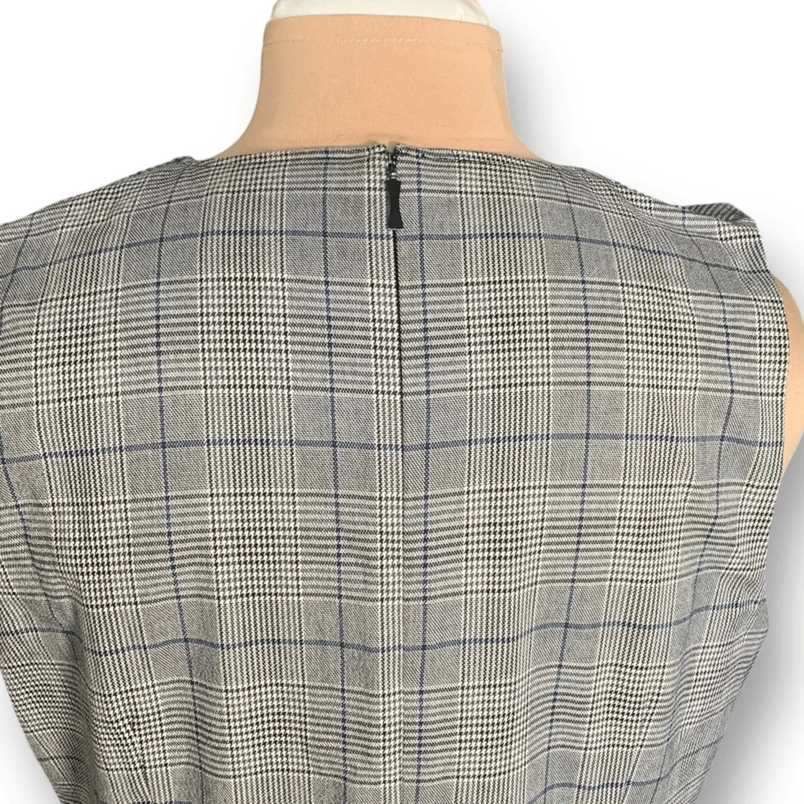 Kate Spade New York Gray Ruffle Plaid Sleeveless Dress Size 14 Glen Plaid Check - Image 4