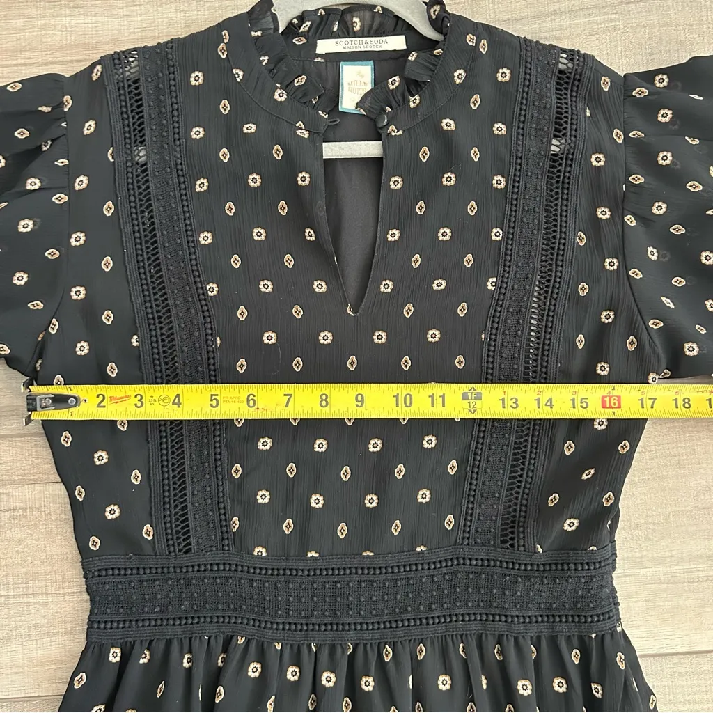 Scotch & Soda Maison Scotch Mille Nuits Tasha Ruffled Tiered Midi Dress Black M - Image 10